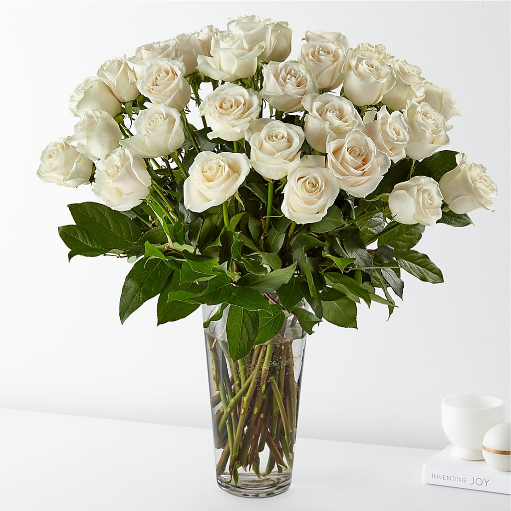 Long Stem White Rose Bouquet – Miracle Flowers, Folsom CA