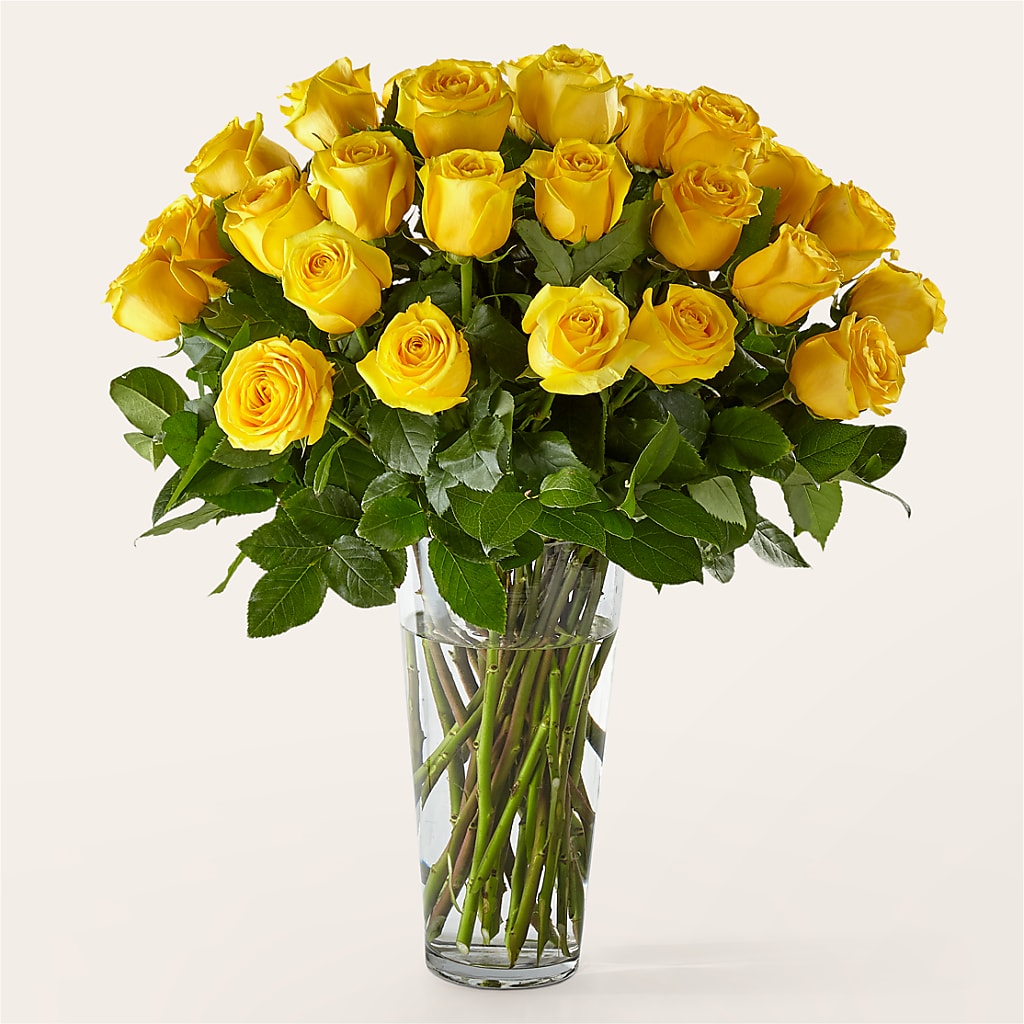 Long Stem Yellow Rose Bouquet – Miracle Flowers, Folsom CA