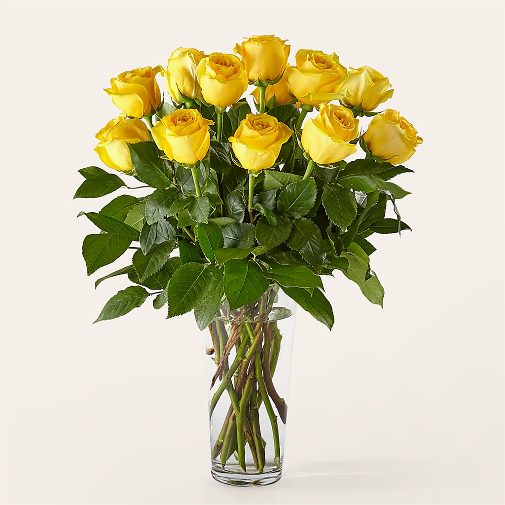 Long Stem Yellow Rose Bouquet – Miracle Flowers, Folsom CA