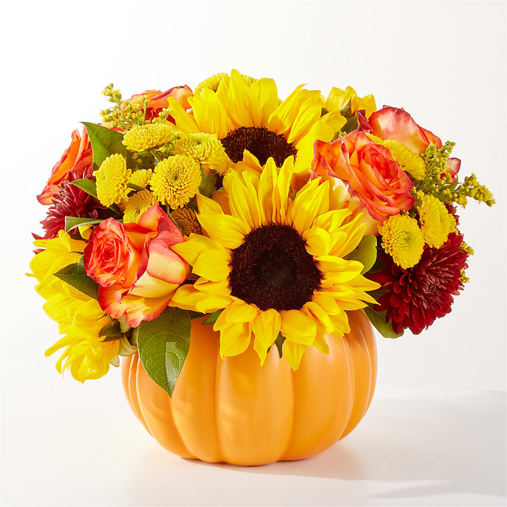 Golden Gourd Pumpkin Bouquet – Miracle Flowers, Folsom CA