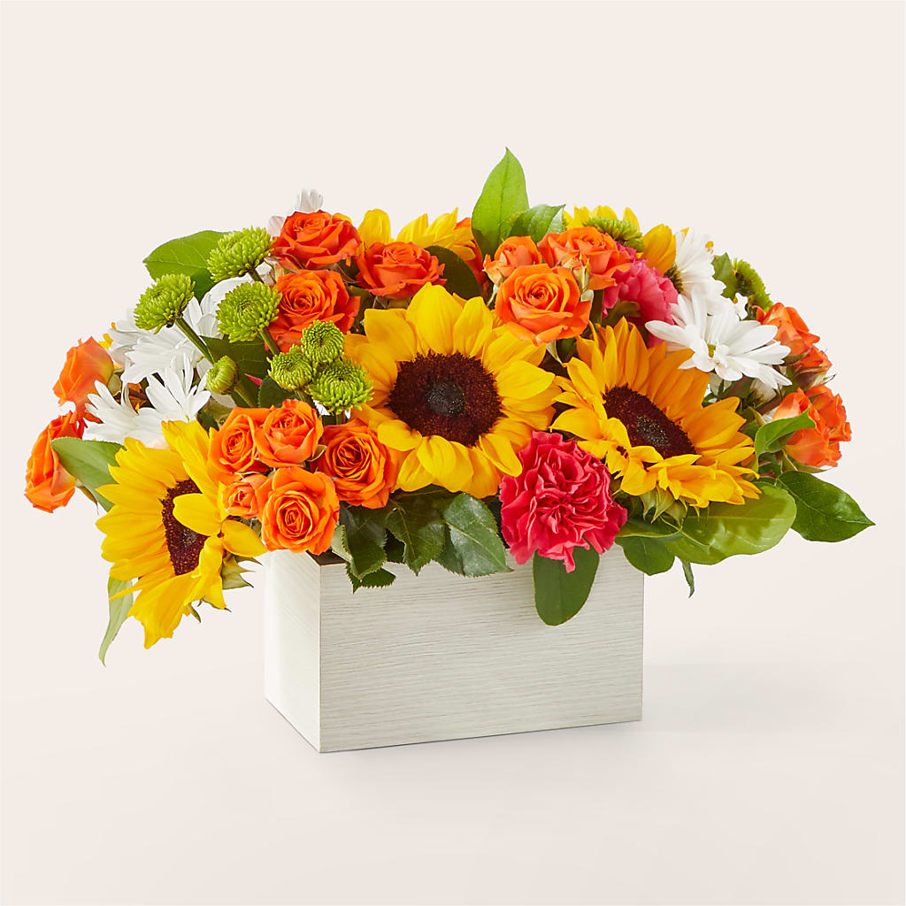 Sun-drenched Blooms Box Bouquet – Miracle Flowers, Folsom CA