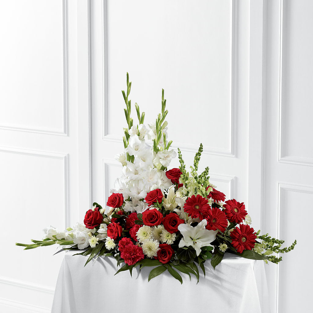 Crimson & White Arrangement – Miracle Flowers, Folsom CA
