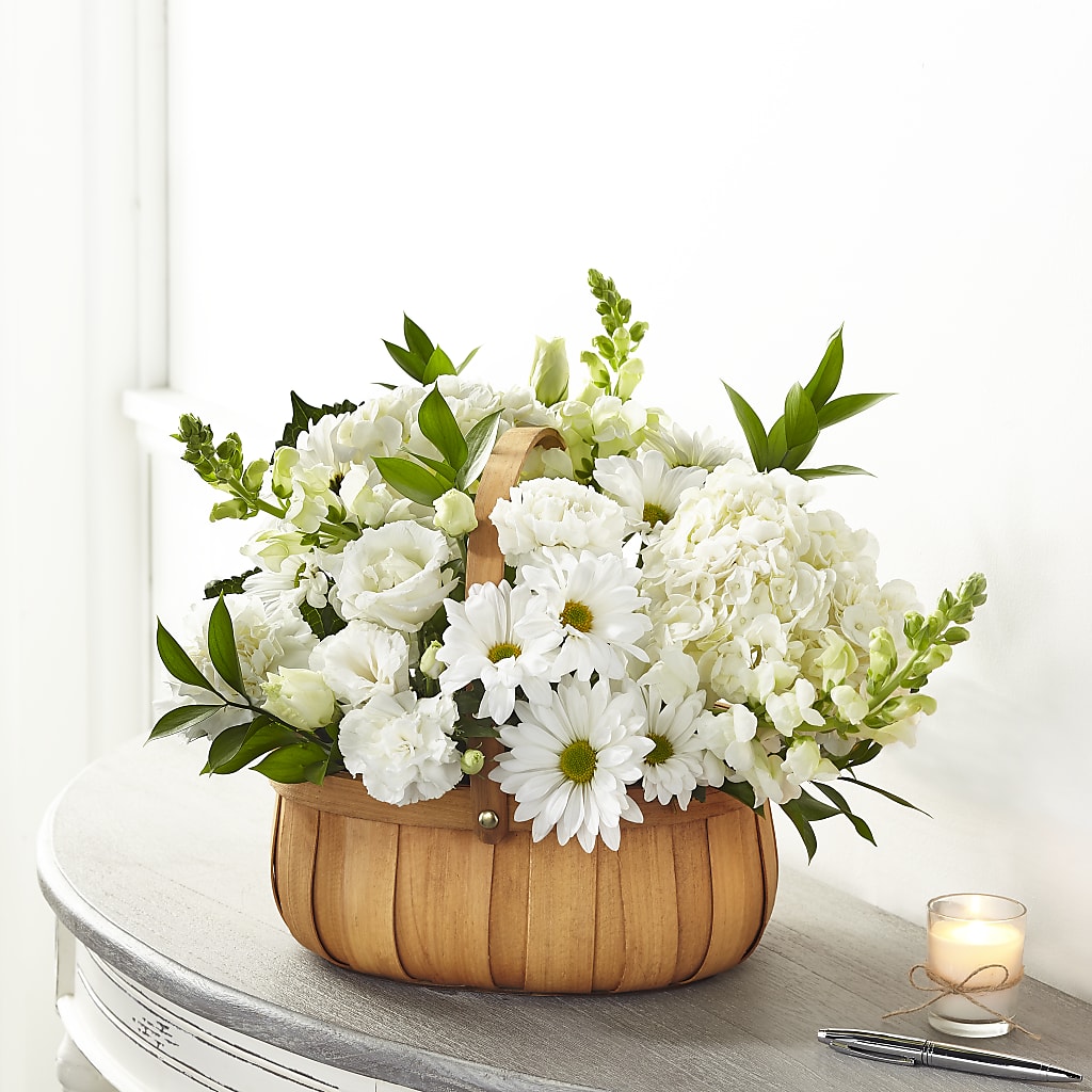 Pure Ivory Basket – Miracle Flowers, Folsom CA