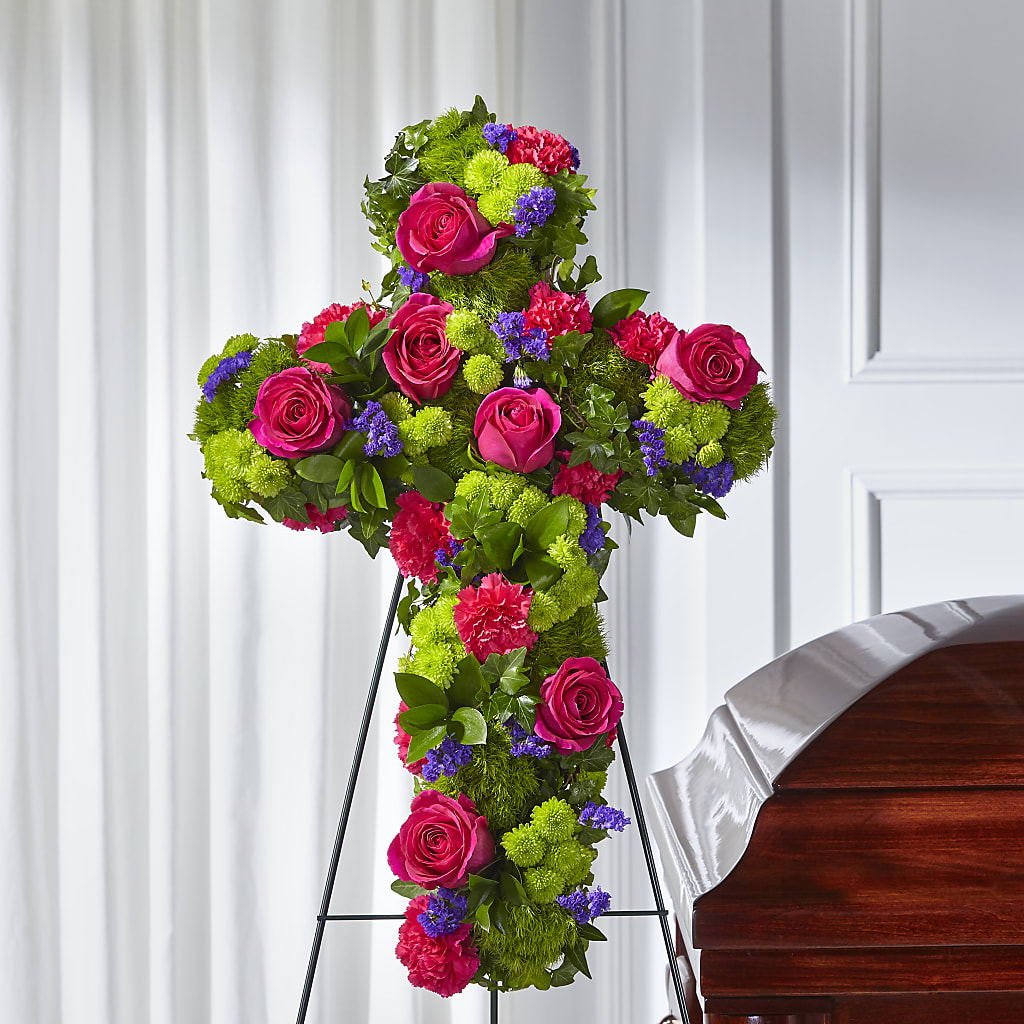 Tribute Rose Floral Cross – Miracle Flowers, Folsom CA
