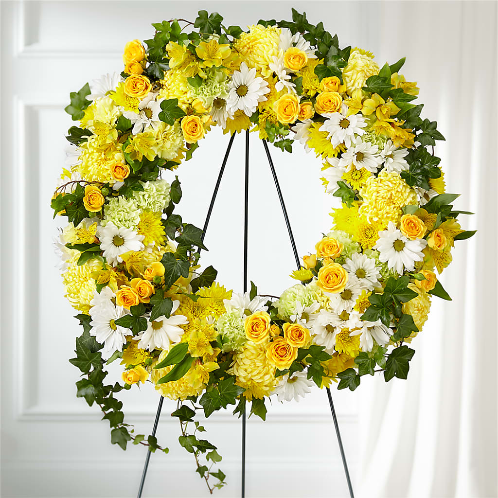 Golden Remembrance Wreath – Miracle Flowers, Folsom CA