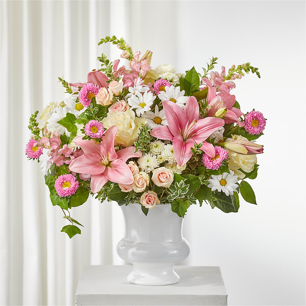 Empathetic Blooms Urn Arrangement – Miracle Flowers, Folsom CA