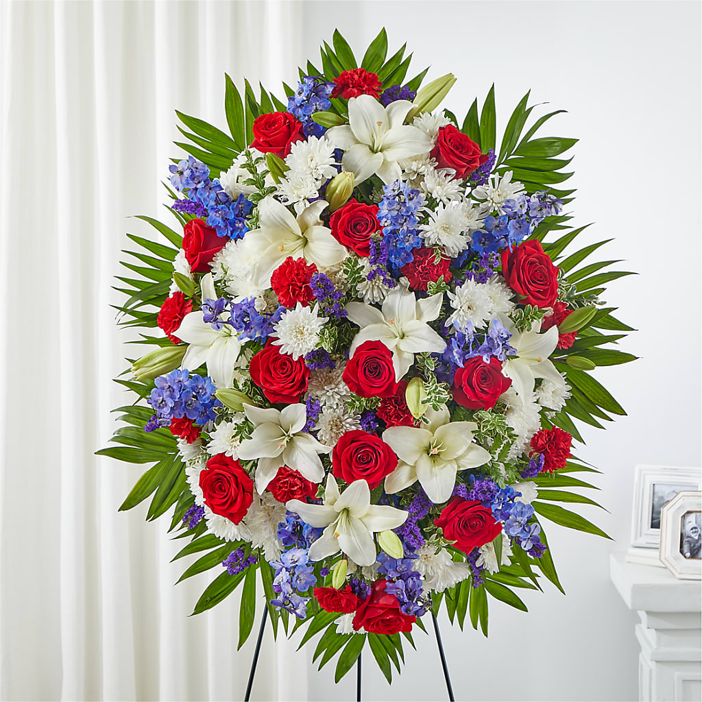 Cherished Service Standing Spray – Miracle Flowers, Folsom CA