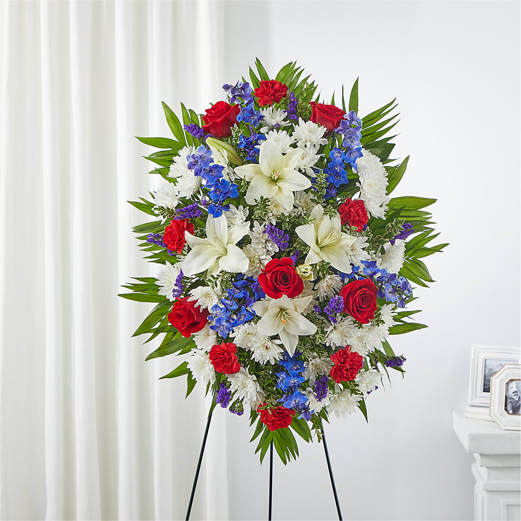 Cherished Service Standing Spray – Miracle Flowers, Folsom CA
