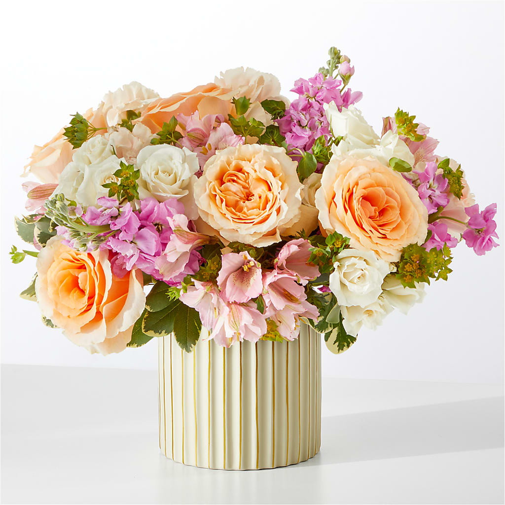 Paradise Bouquet with Ivory Vase – Miracle Flowers, Folsom CA