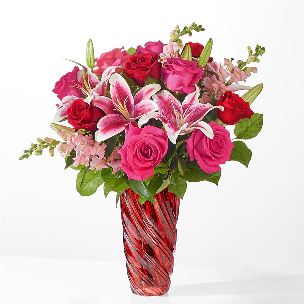 Always You Bouquet with Luxe Swirl Vase – Miracle Flowers, Folsom CA