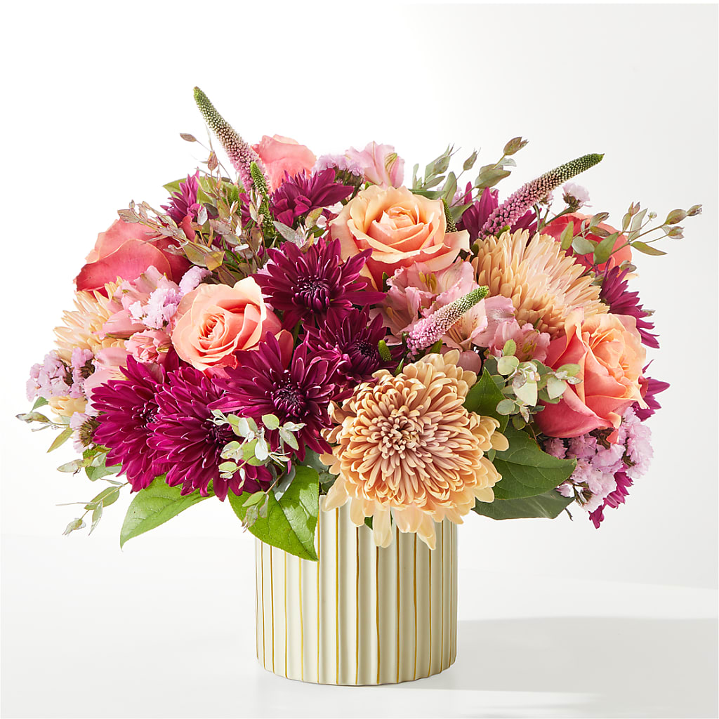 Berry Cobbler Bouquet with Ivory Vase – Miracle Flowers, Folsom CA