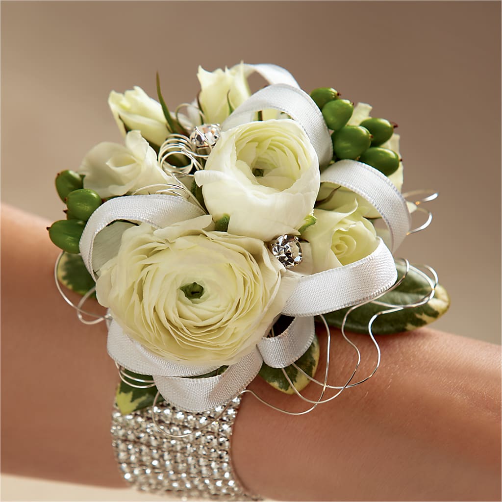 White Wedding Corsage – Miracle Flowers, Folsom CA