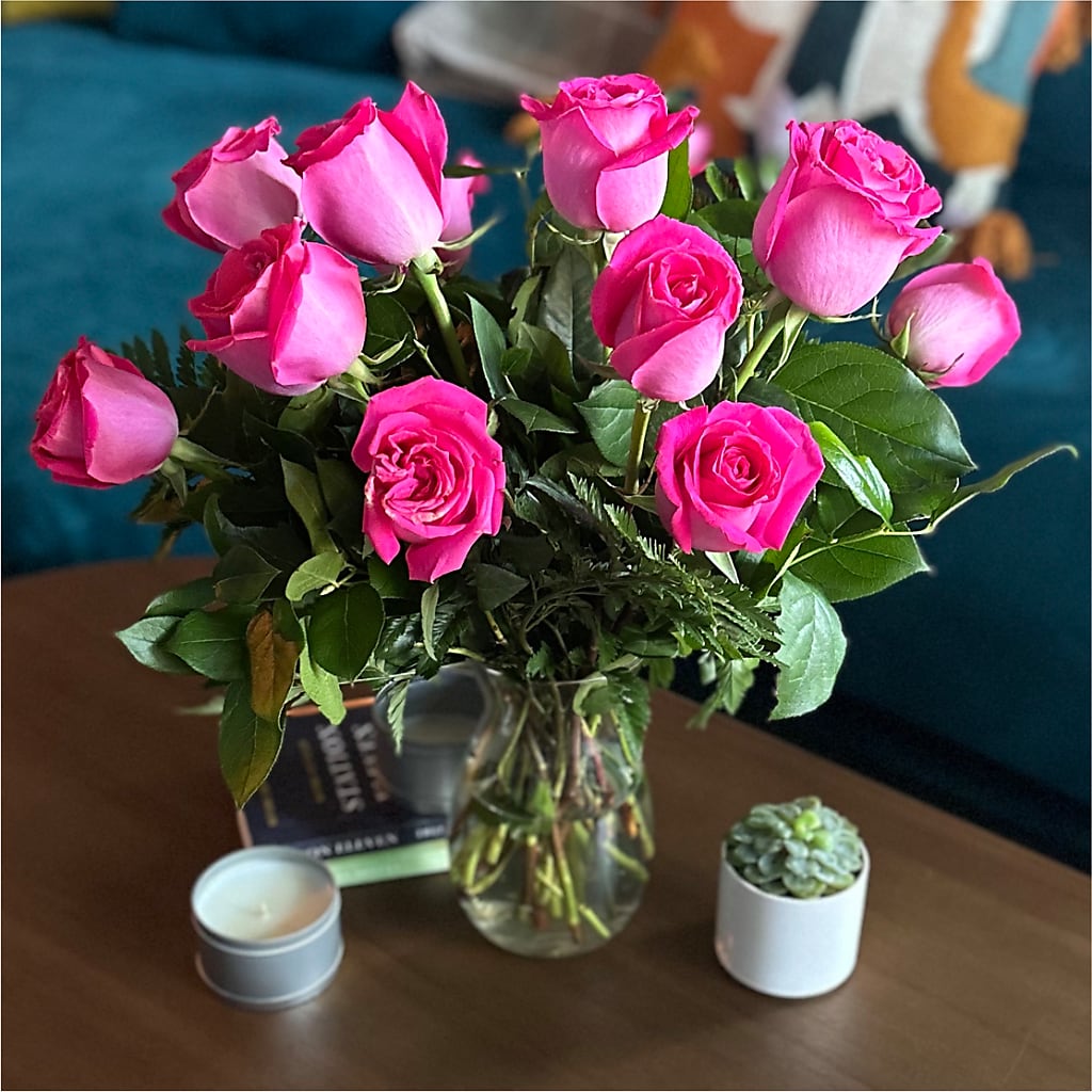 Long Stem Pink Rose Bouquet –  Miracle Flowers, Folsom CA