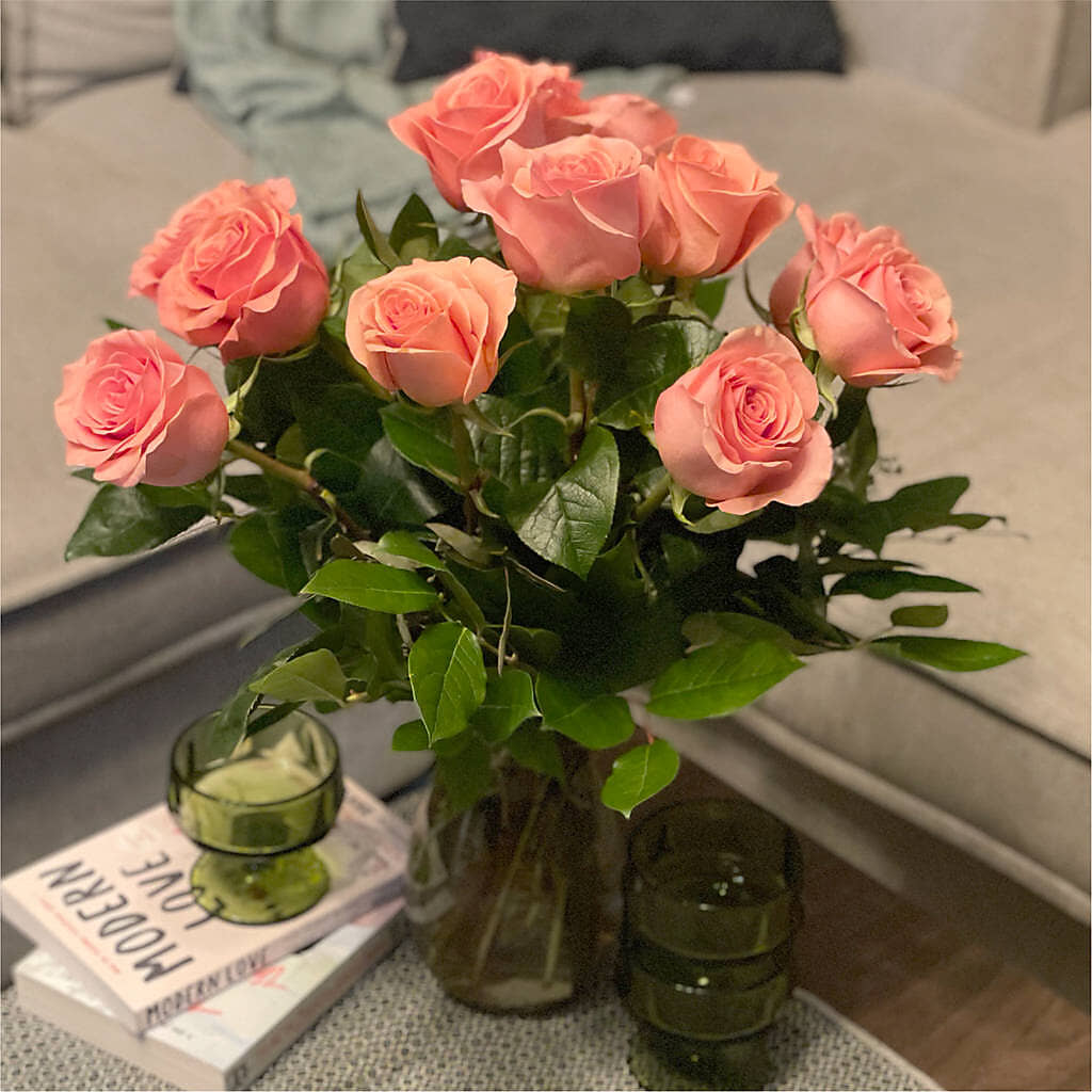 Long Stem Pink Rose Bouquet –  Miracle Flowers, Folsom CA