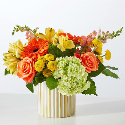 Autumn Sunshine Bouquet with Ivory Vase –  Miracle Flowers, Folsom CA