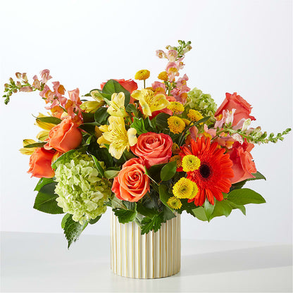 Autumn Sunshine Bouquet with Ivory Vase –  Miracle Flowers, Folsom CA