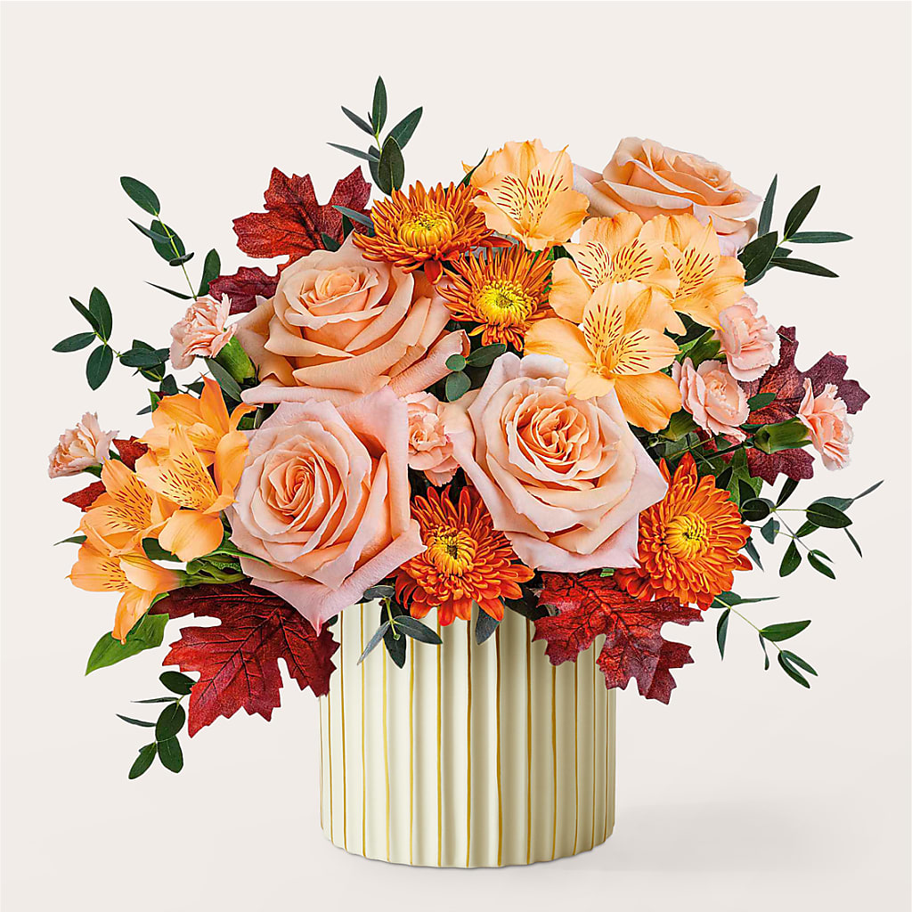 Spiced Latte Bouquet with Ivory Vase –  Miracle Flowers, Folsom CA