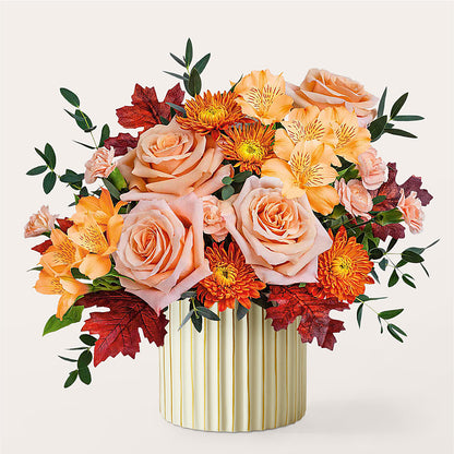 Spiced Latte Bouquet with Ivory Vase –  Miracle Flowers, Folsom CA
