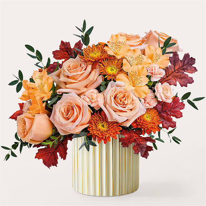 Spiced Latte Bouquet with Ivory Vase –  Miracle Flowers, Folsom CA