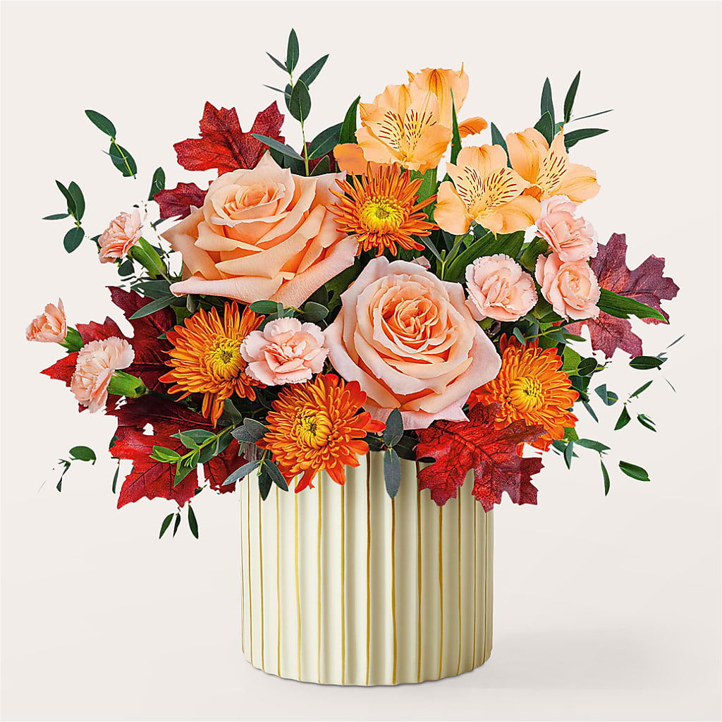 Spiced Latte Bouquet with Ivory Vase –  Miracle Flowers, Folsom CA